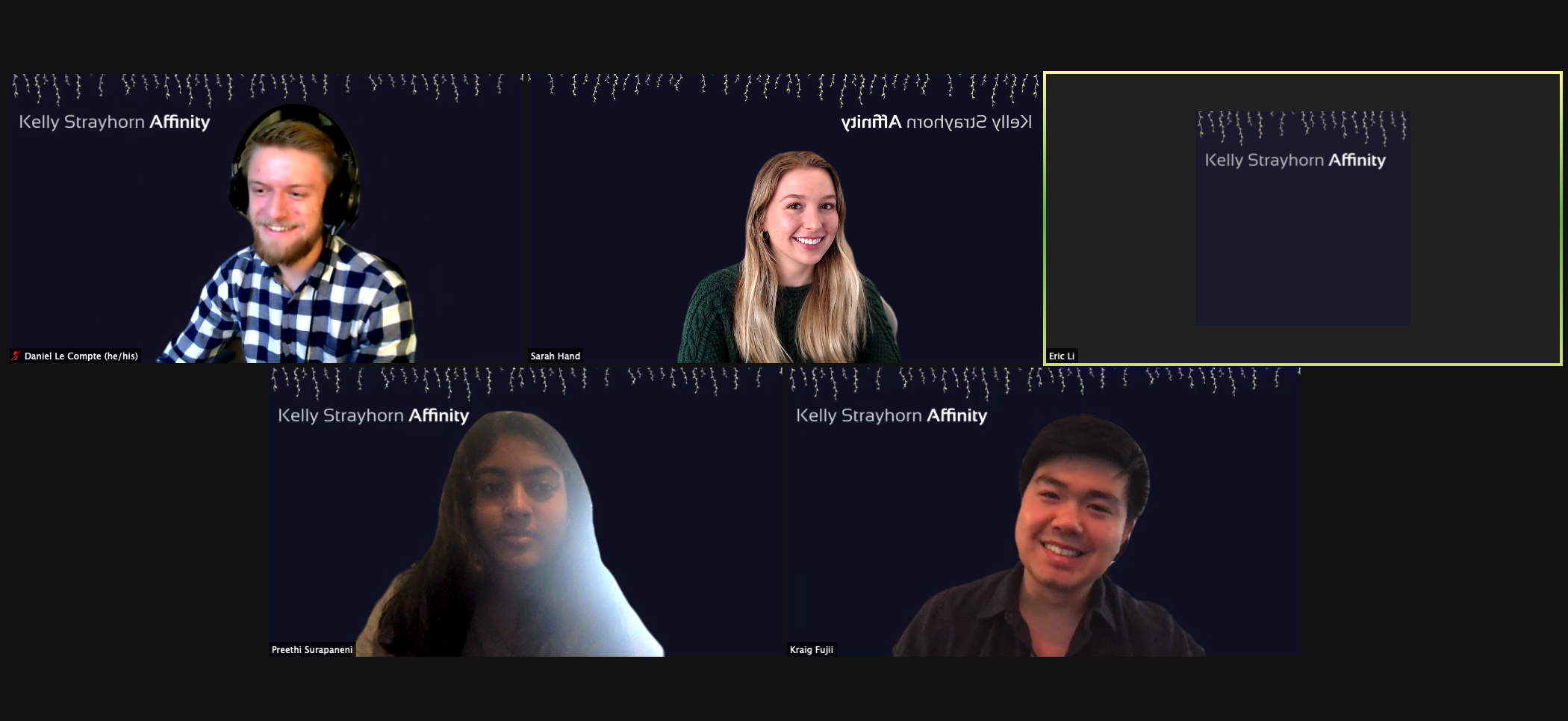 Our team on Zoom for our poster session with our matching backgrounds